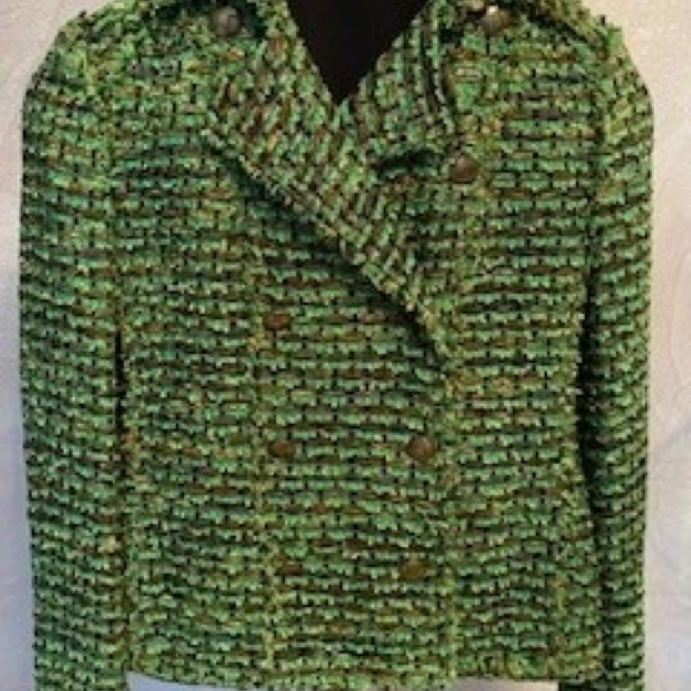 Gorgeous double breasted green multi-colored Per Se jacket size 2